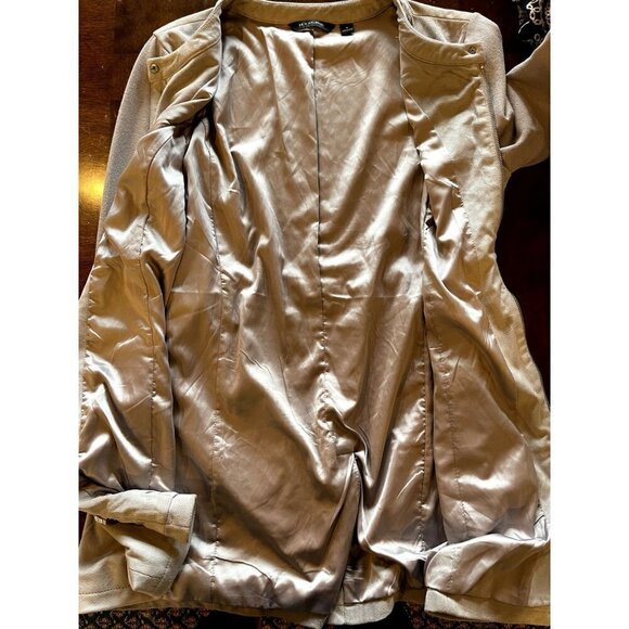 H By Halston Gray Faux Suede Knit Sleeves Tie Waist Trench Coat Jacket Size 8 - Picture 12 of 12